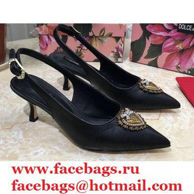 Dolce & Gabbana Heel 6.5cm Quilted Leather Devotion Slingbacks Black 2021
